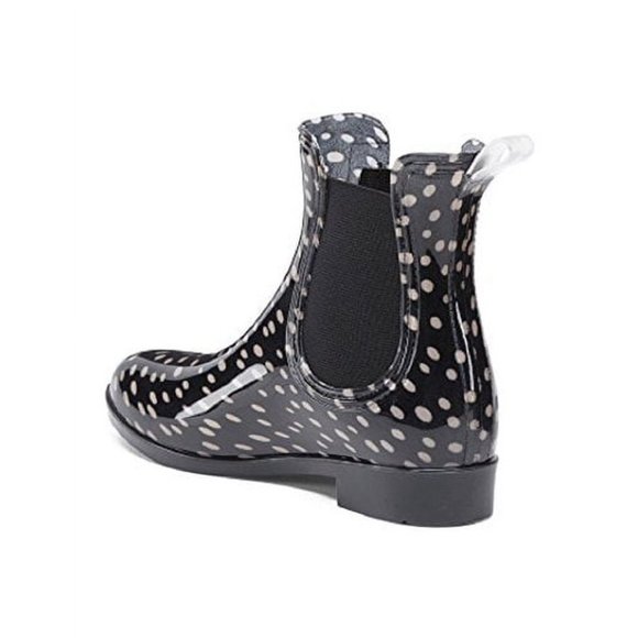 NICOLE MILLER Black White POLKA DOT Chelsea Rain Boots - Picture 2 of 7